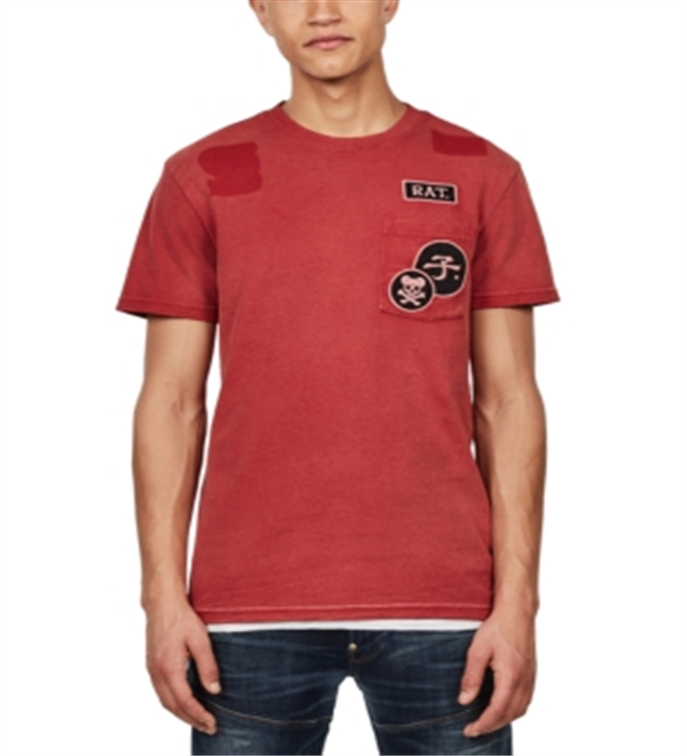 Camiseta masculina G-Star Raw com bolso aplicado, vermelha, tamanho 2XL