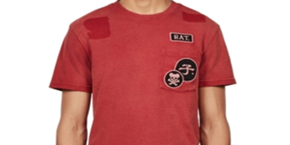 Camiseta masculina G-Star Raw com bolso aplicado, vermelha, tamanho 2XL
