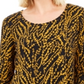 Blusa feminina com estampa floral JM Collection, preta e dourada, tamanho pequeno G