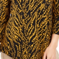 Blusa feminina com estampa floral JM Collection, preta e dourada, tamanho pequeno G
