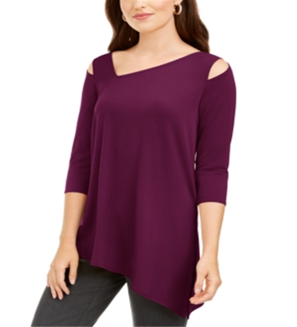 Blusa feminina Alfani com recorte assimétrico marrom tamanho pequeno G