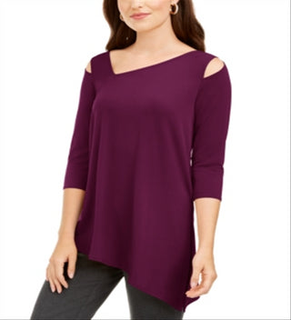 Blusa feminina Alfani com recorte assimétrico marrom tamanho pequeno G