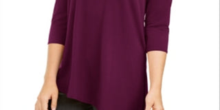 Blusa feminina Alfani com recorte assimétrico marrom tamanho pequeno G
