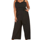Macacão feminino plus size Emerald Sundae com decote coração e sem mangas, preto, tamanho 22