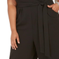 Macacão feminino plus size Emerald Sundae com decote coração e sem mangas, preto, tamanho 22