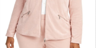 Jaqueta Alfani Plus Feminina de Camurça Sintética com Zíper Rosa Tamanho 0X