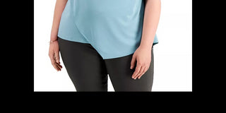 Blusa feminina Alfani plus size com decote drapeado assimétrico, verde, tamanho 2X