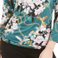 JM Collection Blusa feminina estampada com decote em corrente e estampa floral verde tamanho pequeno P