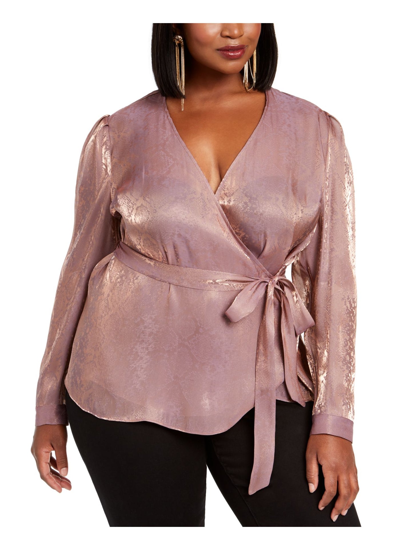 INC International Concepts Top feminino plus size com estampa de cobra falsa, cor lilás claro, tamanho 0X
