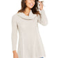 Blusa feminina lisa de manga comprida e gola redonda, estilo &amp; co, marrom, tamanho pequeno, extragrande