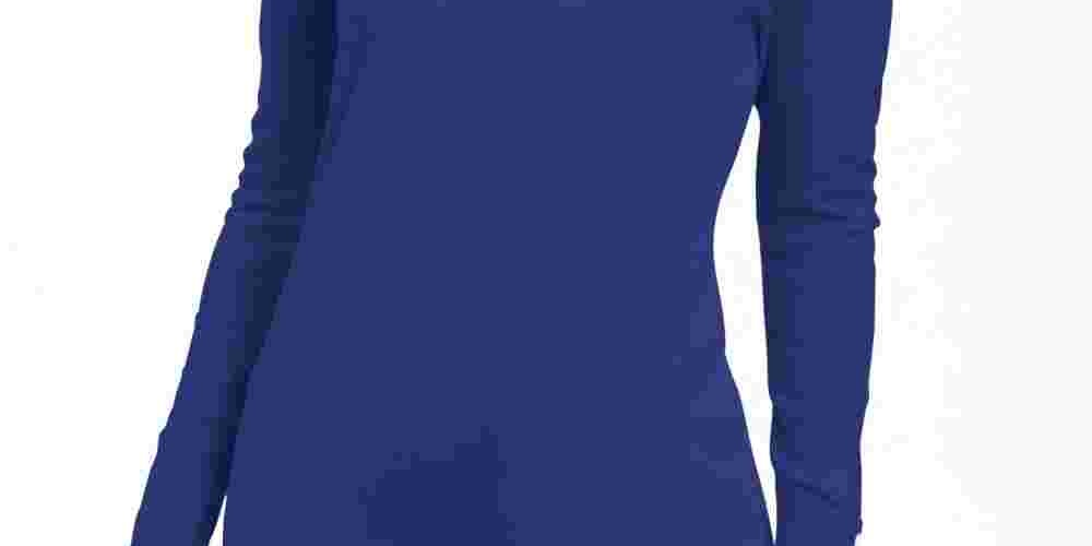 JM Collection Suéter Feminino com Punhos e Botões e Gola V Azul Tamanho Médio