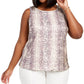 INC International Concepts Regata feminina plus size com estampa de cobra e lantejoulas, rosa, tamanho 3X