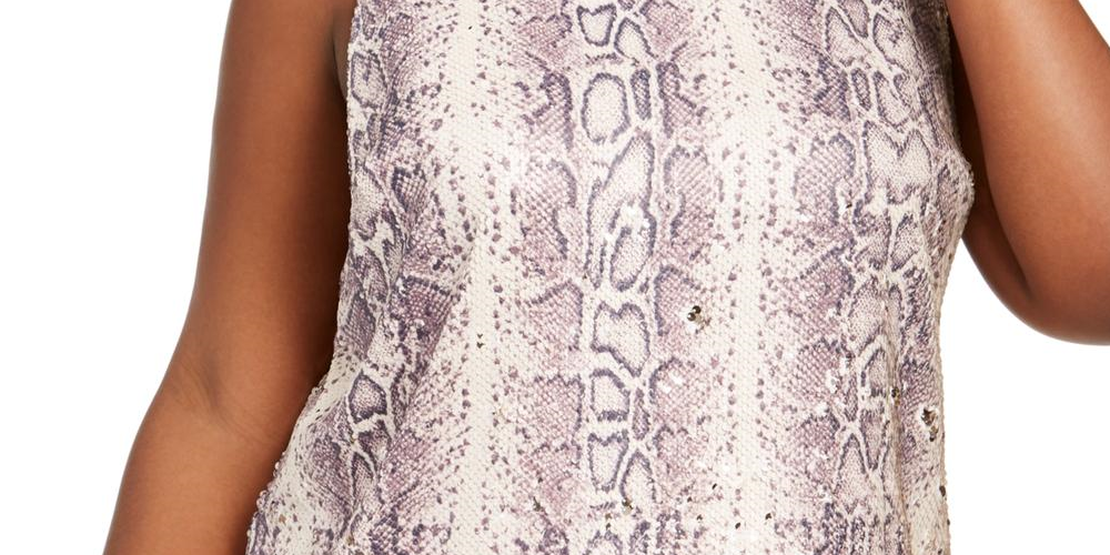 INC International Concepts Regata feminina plus size com estampa de cobra e lantejoulas, rosa, tamanho 3X
