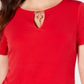 JM Collection Top Feminino com Decote em Forma de Fechadura Vermelho Tamanho Pequeno XL