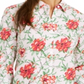 Charter Club Top feminino com estampa frontal de botões e mangas bufantes, floral rosa, tamanho pequeno P