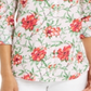 Charter Club Top feminino com estampa frontal de botões e mangas bufantes, floral rosa, tamanho pequeno P