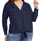 Blusa feminina plus size com bolso frontal e amarração, tamanho OX, da INC International Concepts