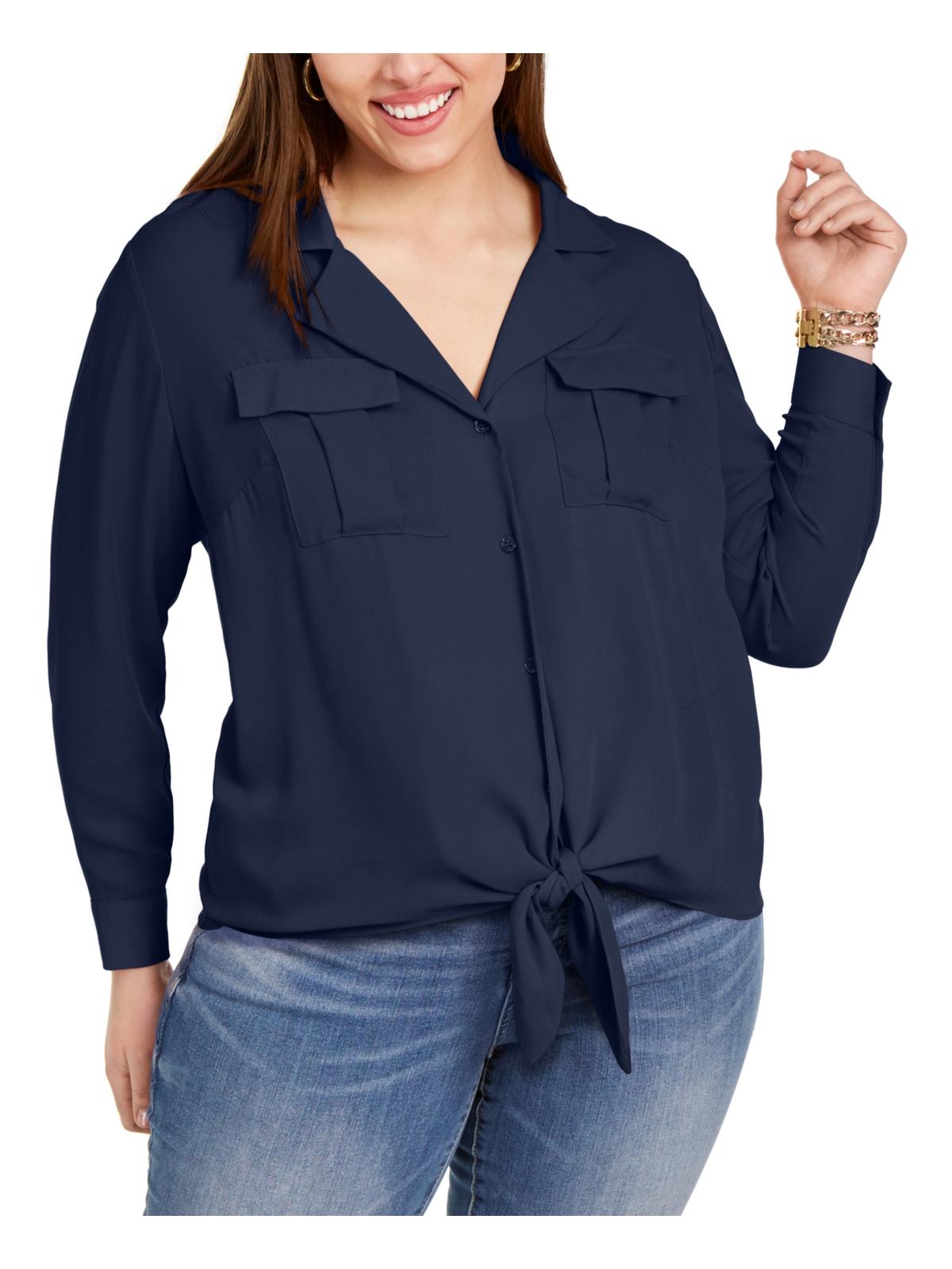 Blusa feminina plus size com bolso frontal e amarração, tamanho OX, da INC International Concepts