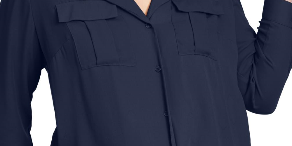 Blusa feminina plus size com bolso frontal e amarração, tamanho OX, da INC International Concepts