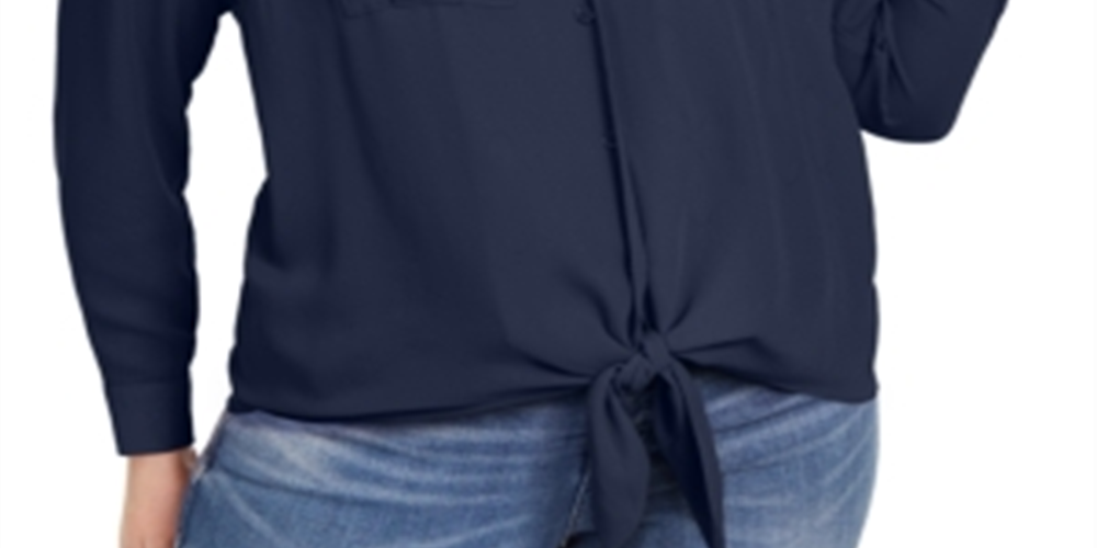 Blusa feminina plus size com bolso frontal e amarração, tamanho OX, da INC International Concepts