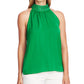Blusa feminina Vince Camuto com detalhe de tachas e gola falsa, sem mangas, verde, tamanho grande