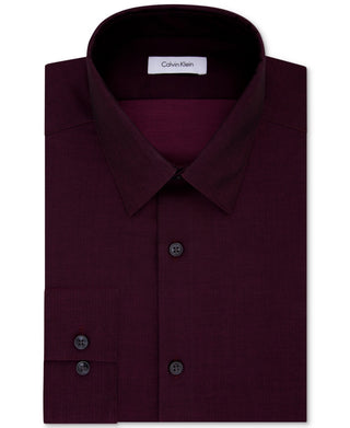 Camisa social masculina Calvin Klein com gola mesclada, vinho, tamanho 17/32-33