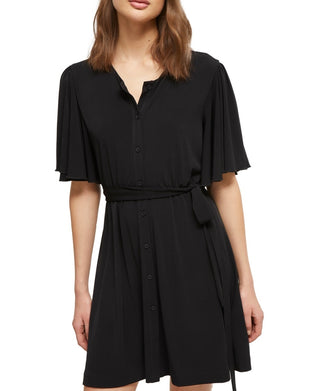 Vestido feminino French Connection com amarração na cintura, preto, tamanho 2