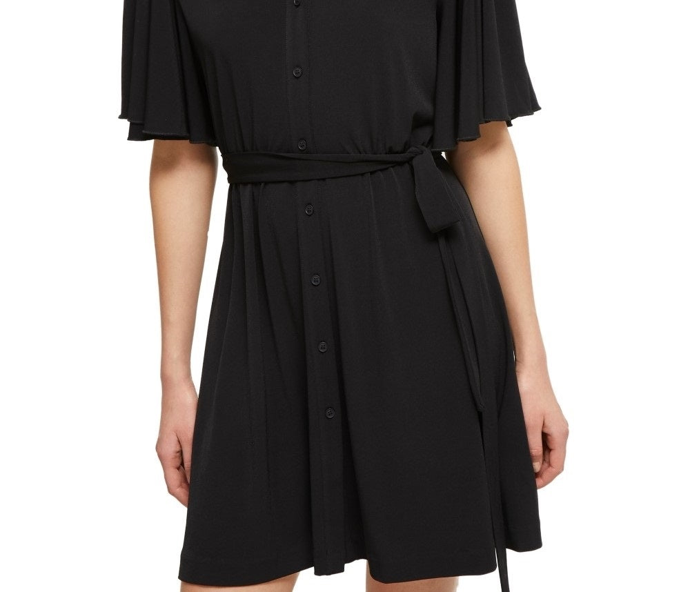 Vestido feminino French Connection com amarração na cintura, preto, tamanho 2
