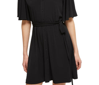 Vestido feminino French Connection com amarração na cintura, preto, tamanho 2