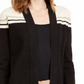 Suéter feminino ANNE KLEIN de manga comprida com estampa de blocos, preto, tamanho médio