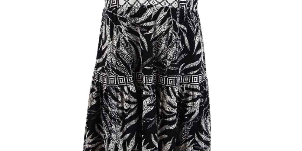 Vestido feminino estampado estilo camponês preto tamanho pequeno pequeno