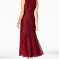 Vestido de noite feminino R &amp; M Richards com detalhes em renda, cor Winestone, tamanho 8