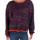 Cardigan feminino Free People com acabamento em contrastes mesclado, roxo, tamanho grande