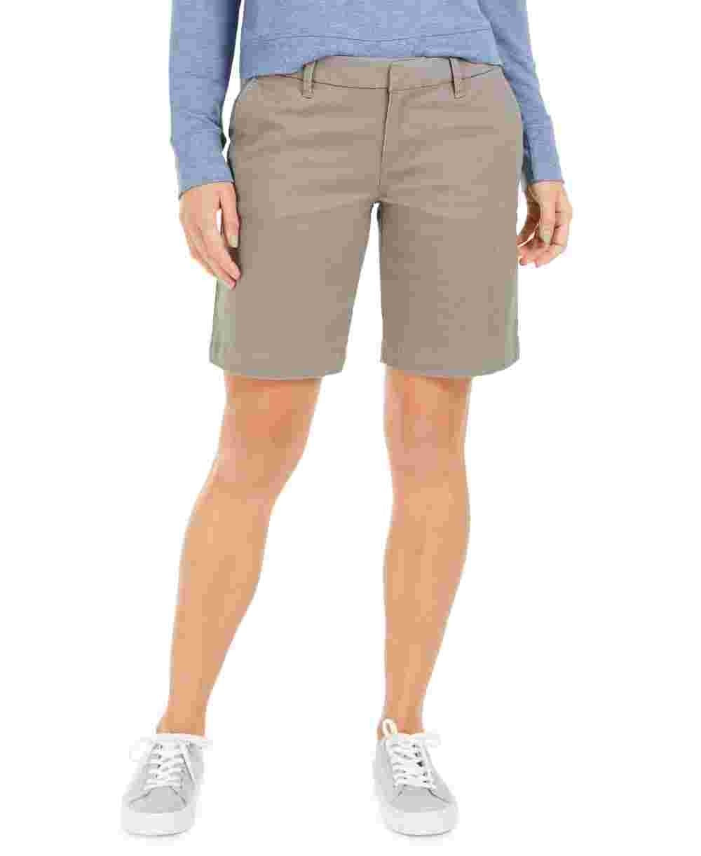 Tommy Hilfiger Shorts Chino Feminino 9" Cinza Tamanho 18