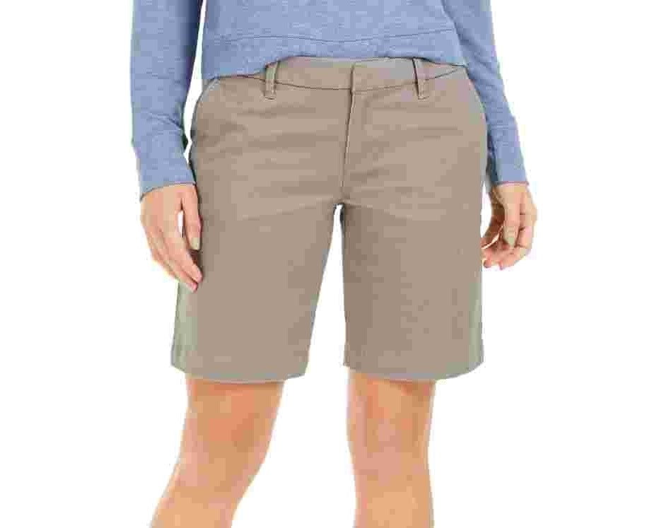 Tommy Hilfiger Shorts Chino Feminino 9" Cinza Tamanho 18
