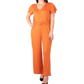 Macacão feminino com cinto da coleção NY, cor âmbar, laranja, tamanho pequeno, tamanho XL