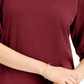 JM Collection Blusa feminina com manga bufante e decote em V, vinho, tamanho pequeno