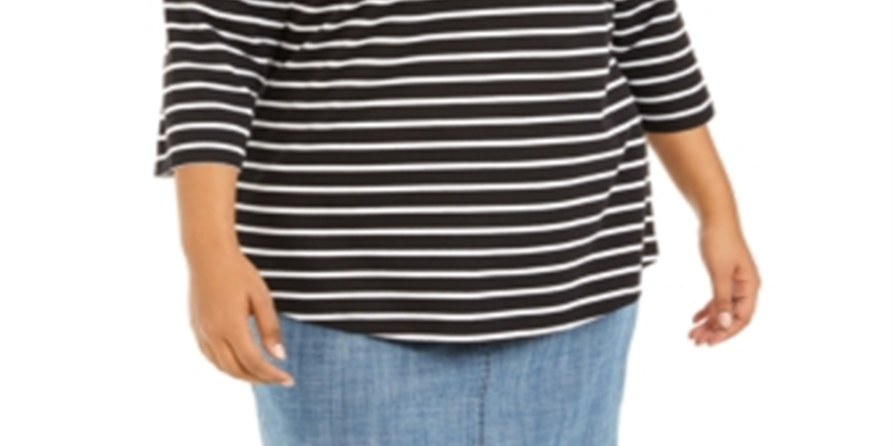 Karen Scott Blusa Listrada Feminina Plus Size Vermelha Tamanho 0X