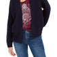 Cardigan feminino estilo &amp; co, tricô grosso, aberto na frente, azul-marinho, tamanho grande