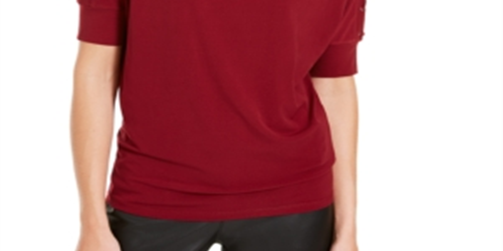 Blusa feminina Michael Kors com decote em joia e manga curta, vermelha, tamanho pequeno P