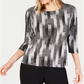 Blusa feminina estampada em jacquard, preta, tamanho pequeno, P/M