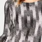 Blusa feminina estampada em jacquard, preta, tamanho pequeno, P/M