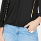 Blusa feminina com franjas e ombros descobertos, preta, tamanho pequeno P, da INC International Concepts