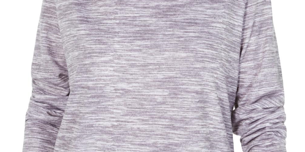 Moletom esportivo feminino Karen Scott com gola alta mesclada, cinza, tamanho pequeno grande