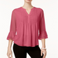 Charter Club Feminino Babados Duplos Sólidos Pintuck Top Rosa Tamanho Pequeno Grande