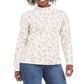Karen Scott Blusa Feminina Estampada Wheat Fields Gola Simulada Branca Tamanho Pequeno P