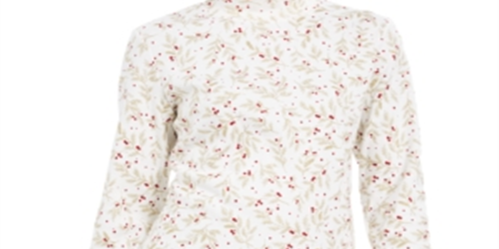 Karen Scott Blusa Feminina Estampada Wheat Fields Gola Simulada Branca Tamanho Pequeno P