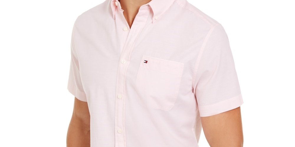 Camisa Tommy Hilfiger Wainwright Custom-Fit Lisa Masculina Rosa Tamanho XX-G