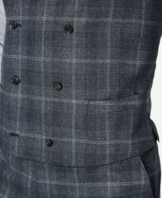 Colete xadrez masculino Ralph Lauren de lã mesclada, preto, tamanho extragrande