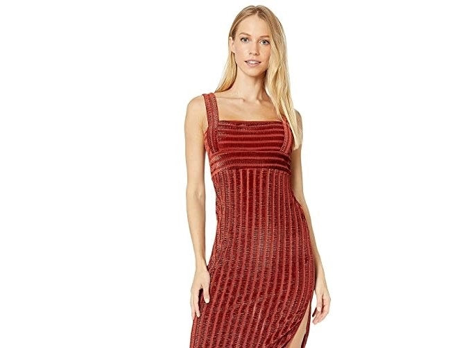 Vestido longo feminino Geneva da Free People, laranja, tamanho grande
